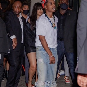 Exclusif - Rihanna porte une très courte robe noire pour rejoindre ASAP Rocky à la soirée "Mercer & Prince whiskey" dans le cadre de la Fashion Week à New York, États Unis le 09 Septembre 2022.