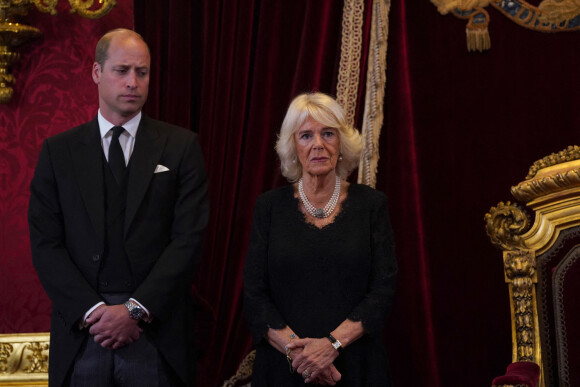 Le prince William, prince de Galles, la reine consort Camilla Parker Bowles - Personnalités lors de la cérémonie du Conseil d'Accession au palais Saint-James à Londres, pour la proclamation du roi Charles III d'Angleterre. Le 10 septembre 2022 