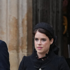 La princesse Beatrice d'York et son mari, Edoardo Mapelli Mozzi, La princesse Eugenie d'York et son mari Jack Brooksbank lors du service d'action de grâce en hommage au prince Philip, duc d'Edimbourg, à l'abbaye de Westminster à Londres, Royaume Uni, le 29 mars 2022. Le prince Philip, duc d'Edimbourg, est décédé le 9 avril 2021. © Julien Burton/Bestimage 