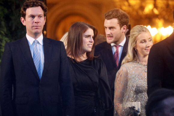 La princesse Eugenie et son mari Jack Brooksbank - Les duchesses d'York représentent la famille royale du Royaume Uni au mariage du prince Phílippos de Grèce et de Nina Flohr à Athènes le 23 octobre 2021. 