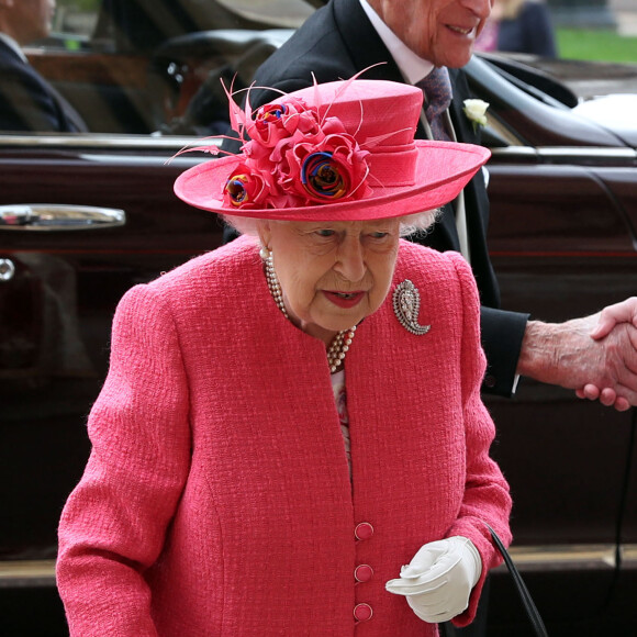 La reine Elisabeth II d'Angleterre et le prince Philip, duc d'Edimbourg - Mariage de Lady Gabriella Windsor avec Thomas Kingston dans la chapelle Saint-Georges du château de Windsor le 18 mai 2019. 