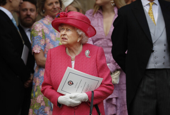 La reine Elisabeth II d'Angleterre - Mariage de Lady Gabriella Windsor avec Thomas Kingston dans la chapelle Saint-Georges du château de Windsor le 18 mai 2019. 