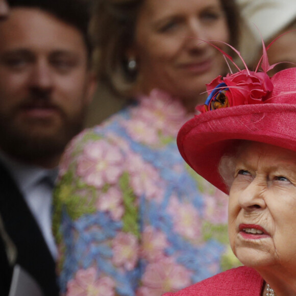 La reine Elisabeth II d'Angleterre - Mariage de Lady Gabriella Windsor avec Thomas Kingston dans la chapelle Saint-Georges du château de Windsor le 18 mai 2019. 