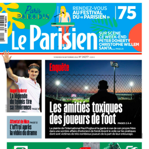 Une du quotidien "Le Parisien" du vendredi 16 septembre 2022