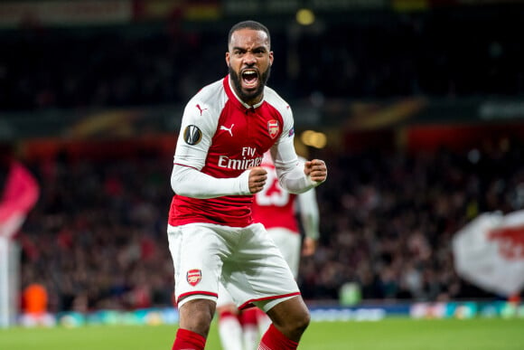 Alexandre Lacazette lors de la demi-finale d'Europa League "Arsenal - Atletico Madrid" à l'Emirates Stadium à Londres, le 26 avril 2018.