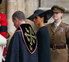 Meghan Markle arrive aux funérailles de la reine Elizabeth II en l'abbaye de Westminster. Londres.