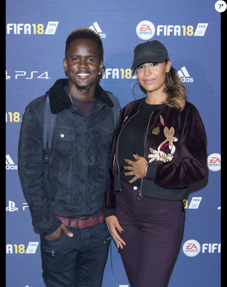 Black M et sa femme Léa - Lancement du jeu vidéo de football FIFA 18 au "CentQuatre" à Paris, le 25 septembre 2017. © Pierre Perusseau/Bestimage