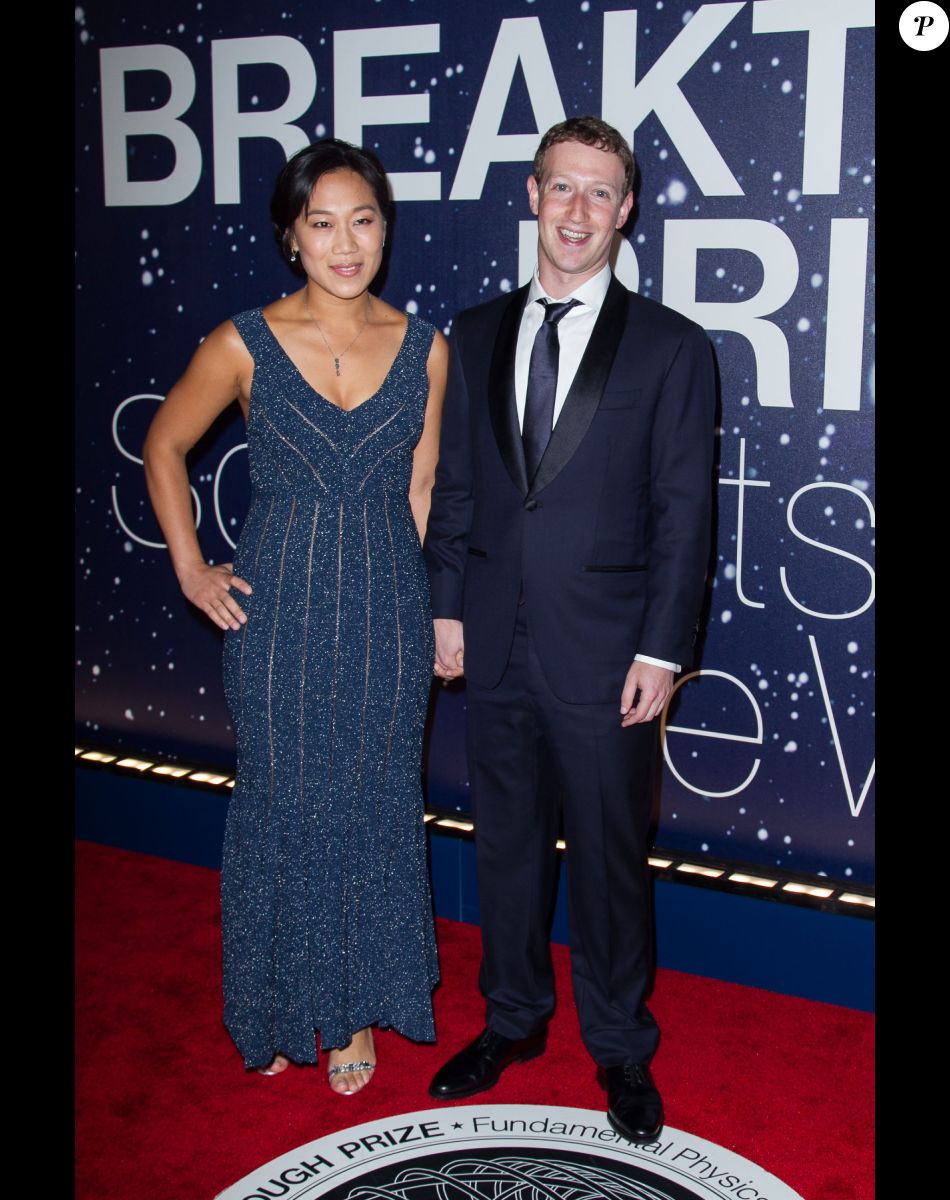 Mark Zuckerberg et Priscilla Chan lors de la 2e cérémonie annuelle des Breakthrough Prize Award à Mountain View, le 9 novembre 2014