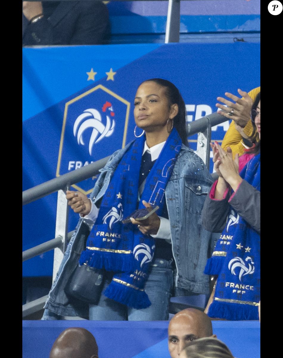 M. Pokora et sa femme Christina Milian - 5e et avant-dernière journée de la Ligue des nations entre la France et l'Autriche au Stade de France à Saint-Denis. Le 22 septembre 2022.
