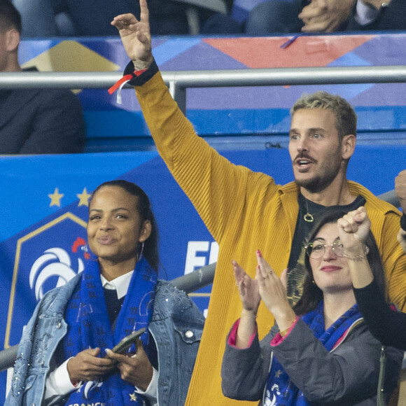 M. Pokora et sa femme Christina Milian - 5e et avant-dernière journée de la Ligue des nations entre la France et l'Autriche au Stade de France à Saint-Denis. Le 22 septembre 2022.