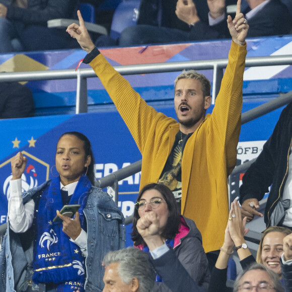 M. Pokora et sa femme Christina Milian - 5e et avant-dernière journée de la Ligue des nations entre la France et l'Autriche au Stade de France à Saint-Denis.