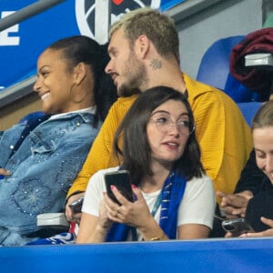 M. Pokora et sa femme Christina Milian - 5e et avant-dernière journée de la Ligue des nations entre la France et l'Autriche au Stade de France à Saint-Denis. Le 22 septembre 2022.