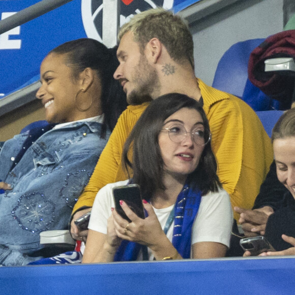 M. Pokora et sa femme Christina Milian - 5e et avant-dernière journée de la Ligue des nations entre la France et l'Autriche au Stade de France à Saint-Denis. Le 22 septembre 2022.
