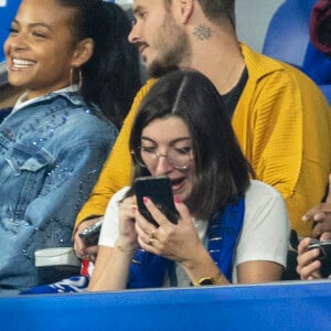 M. Pokora et sa femme Christina Milian - 5e et avant-dernière journée de la Ligue des nations entre la France et l'Autriche au Stade de France à Saint-Denis. Le 22 septembre 2022.