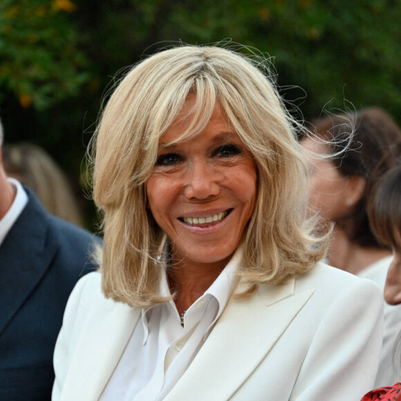 Brigitte Macron - Le président de la République française lors de la commémoration du 78ème anniversaire de la libération de la ville de Bormes-les-Mimosas. Le 19 août 2022 © Philippe Magoni / Pool / Bestimage 