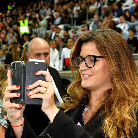 Ludovic Giuly et Marlène Schiappa, la secrétaire d'État auprès de la Première ministre, chargée de l'économie sociale et solidaire et de la Vie associative, - Match des Légendes, la rencontre qui mêle le football et le rugby au profit de l'association de P. Olmeta (ancien gardien de but et co-fondateur de l'association), "Un sourire, un espoir pour la vie" s'est déroulé à Nice à l'Allianz Riviera, le 26 septembre 2022. L'association de P. Olmetta est engagée en faveur des enfants atteints de cancer ou de maladie orpheline. © Bruno Bebert/Bestimage