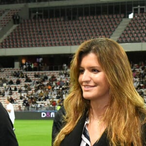 Pascal Olmetta, Marlène Schiappa, la secrétaire d'État auprès de la Première ministre, chargée de l'économie sociale et solidaire et de la Vie associative, et Anthony Borré, le 1er adjoint de la ville de Nice, - Match des Légendes, la rencontre qui mêle le football et le rugby au profit de l'association de P. Olmeta (ancien gardien de but et co-fondateur de l'association), "Un sourire, un espoir pour la vie" s'est déroulé à Nice à l'Allianz Riviera, le 26 septembre 2022. L'association de P. Olmetta est engagée en faveur des enfants atteints de cancer ou de maladie orpheline. © Bruno Bebert/Bestimage