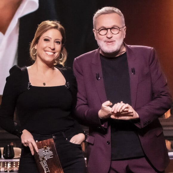 Exclusif - Léa Salamé, Laurent Ruquier sur le plateau de l'émission "On Est En Direct" (OEED) du samedi 5 février, présentée par L.Salamé et L.Ruquier et diffusée en direct sur France 2 à Paris, France. © Jack Tribeca/Bestimage 