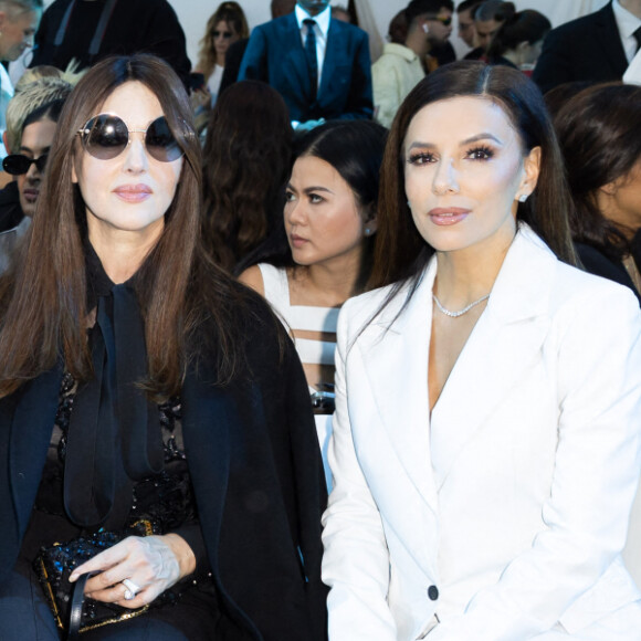 Camille Thomas, Isabeli Fontana, Sarah Rafferty, Monica Bellucci, Eva Longoria au Front Row du défilé Elie Saab Collection Femme Prêt-à-porter lors de la Fashion Week de Paris (PFW), France. © Olivier Borde/Bestimage 