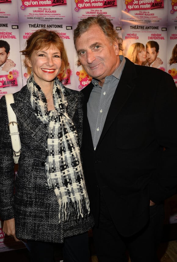 Florence Pernel et son mari Patrick Rotman - People à la 150ème représentation de la pièce "Je préfère qu'on reste amis" au théâtre Antoine à Paris le 5 novembre 2014.