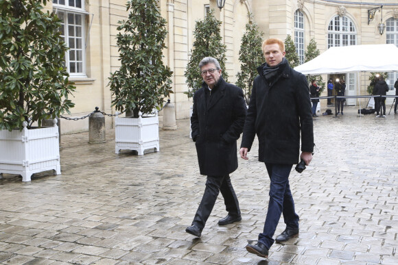 Jean-Luc Mélenchon - Adrien Quatennens - Arrivée des participants à une réunion sur le coronavirus Covid-19 à l'hôtel de Matignon à Paris le 27 février 2020. © Michael Baucher / Panoramic / Bestimage  