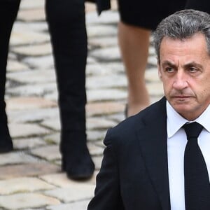 Nicolas Sarkozy - Obsèques de Serge Dassault en la cathédrale Saint-Louis-des-Invalides suivi des honneurs militaires à Paris le 1er juin 2018. © Eliot Blondet / Pool / Bestimage
