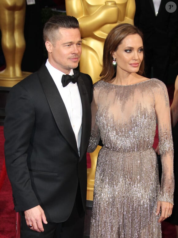 Angelina Jolie et Brad Pitt - 86ème cérémonie des Oscars à Hollywood, le 2 mars 2014. 