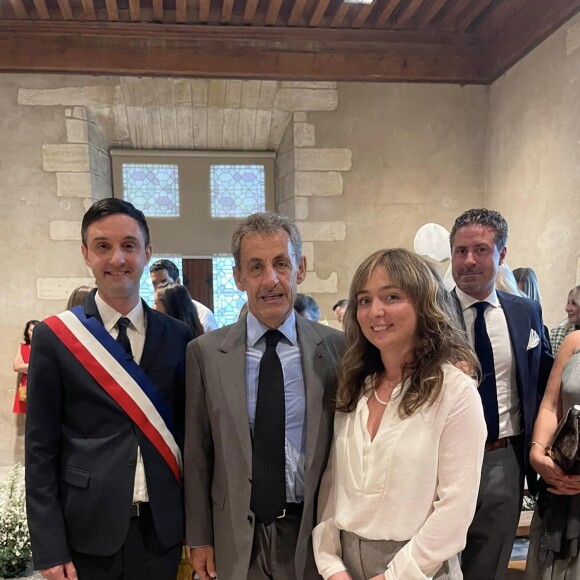 Mariage de Louis Sarkozy et Natali Husic à Gordes, en Provence le 24 septembre 2022, en présence du maire de Gordes, Richard Kitaeff, Nicolas Sarkozy.