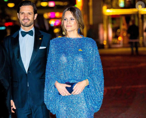 La princesse Sofia et le prince Carl Philip de Suède lors d'une soirée de concert offerte au roi et à la reine de Suède à Stockholm, à l'occasion du voyage officiel du couple royal des Pays-Bas en Suède. Le 12 octobre 2022