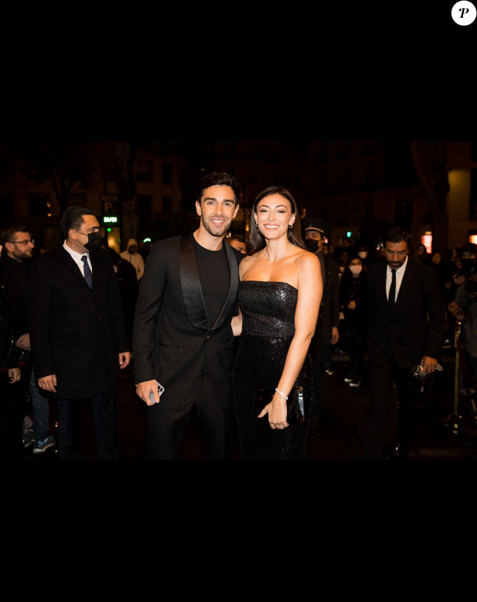 Exclusif - Rachel Legrain-Trapani (Miss France 2007) et son compagnon Valentin Léonard - Arrivées lors de la 10ème édition du "Global Gift Gala 2021" à l'hôtel Four Seasons Hotel George V à Paris le 30 octobre 2021. © Tiziano da Silva/Bestimage