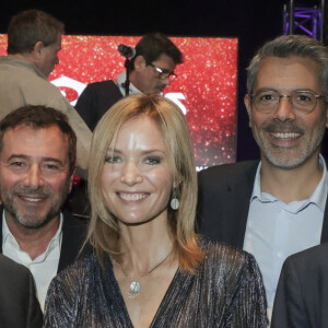 Gerald-Brice Viret, Bernard Montiel, Delphine Dewost, Jean-Marc Juramie, Franck Cadoret - Personnalités au showcase privé de P.Bruel, à l'occasion du 3ème anniversaire de la chaîne Olympia TV dans la Salle de billard de l'Olympia à Paris. Le 27 octobre 2022 © Jack Tribeca / Bestimage.