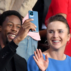 Gaël Monfils et sa femme Elina Svitolina - People en tribunes du match de football en ligue 1 Uber Eats : Le PSG (Paris Saint-Germain) remporte la victoire 2-1 contre Lyon au Parc des Princes à Paris le 19 septembre 2021. Lionel Urman/Panoramic/Bestimage