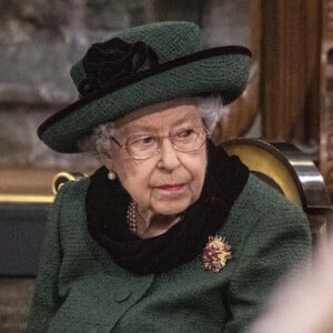 La reine Elizabeth II d'Angleterre - Service d'action de grâce en hommage au prince Philip, duc d'Edimbourg, à l'abbaye de Westminster à Londres, le 29 mars 2022.