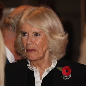 Camilla Parker Bowles, reine consort d'Angleterre, visite l'exposition Africa Fashion au Victoria and Albert Museum à Londres, le 3 novembre 2022. L'exposition célèbre la créativité, l'ingéniosité et l'impact mondial de la mode africaine.