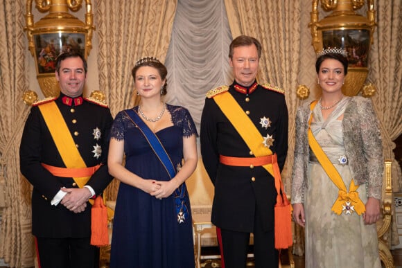 Le prince Guillaume, la princesse Alexandra, le grand-duc Henri de Luxembourg et la comtesse Stéphanie de Lannoy, grande-duchesse héritière de Luxembourg - Réception du Nouvel an au Palais grand-ducal à Luxembourg, le 16 janvier 2020.