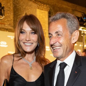 Carla Bruni et son mari Nicolas Sarkozy - Personnalités à la soirée "Women In Motion" par Kering au Château de la Castre lors du 75ème Festival International du Film de Cannes. Le 22 mai 2022 © Olivier Borde / Bestimage