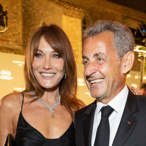 Carla Bruni et son mari Nicolas Sarkozy - Personnalités à la soirée "Women In Motion" par Kering au Château de la Castre lors du 75ème Festival International du Film de Cannes. Le 22 mai 2022 © Olivier Borde / Bestimage