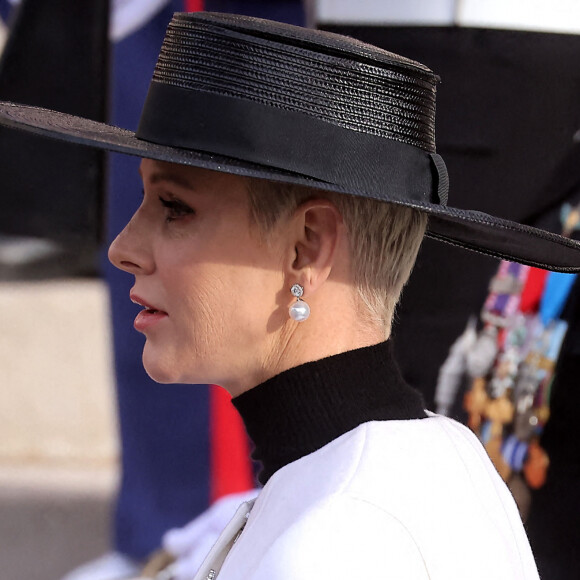 La princesse Charlene de Monaco - Arrivées à La cathédrale Notre-Dame-Immaculée de Monaco pour la messe lors de la Fête Nationale de la principauté de Monaco le 19 novembre 2022. © Dominique Jacovides / Bruno Bebert / Bestimage 