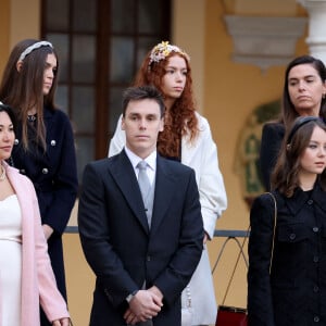 Louis Ducruet, sa femme Marie Chevallier et La princesse Alexandra de Hanovre - La famille princière de Monaco dans la cour du palais lors de la Fête Nationale de la principauté de Monaco le 19 novembre 2022. © Dominique Jacovides / Bruno Bebert / Bestimage