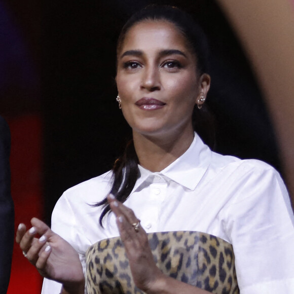 Leila Bekhti, Gad Elmaleh et Guillaume Canet lors de la cérémonie de clôture de la 19ème édition du Festival International du Film de Marrakech (FIFM) au Palais des Congrès à Marrakech, le 19 novembre 2022. © Denis Guignebourg/Bestimage 