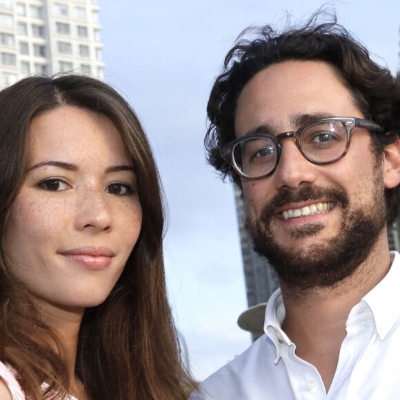 Thomas Hollande avec sa femme Emilie au Trophée de la Pétanque Gastronomique à Paris Yacht Marina le 21 juin 2022. © Cédric Perrin / Bestimage