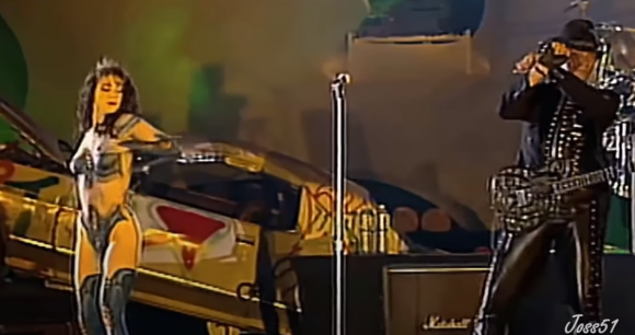 Isabelle Bouysse lors du concert de Johnny Hallyday au Parc des princes en 1993