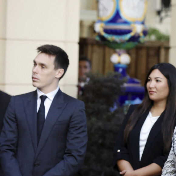 Louis Ducruet, Marie Ducruet, Camille Gottlieb et la princesse Charlène de Monaco lors de la conférence de présentation des célébrations du centenaire de la naissance du Prince Rainier III de Monaco au Palais de Monaco, le 28 septembre 2022. © Dylan Meiffret/Nice Matin/Bestimage