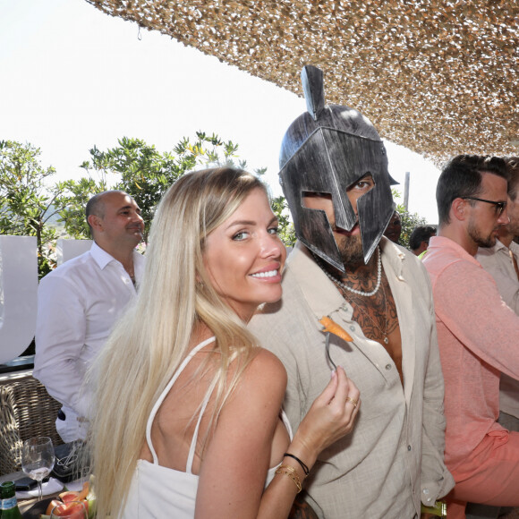 Exclusif - Stéphane Gurov, Thibault Garcia et sa compagne Jessica Thivenin (Les Marseillais) - Hublot fête l'arrivée de la nouvelle Big Bang Unico à la boutique de Saint-Tropez au restaurant Verde Beach à Ramatuelle, Côte d'Azur, France, le 12 juillet 2022. © Luc Boutria/Nice Matin/Bestimage 