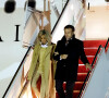 Le président Emmnanuel Macron et sa femme Brigitte arrivant aux Etats-Unis à la base d'Andrews, dans le Maryland