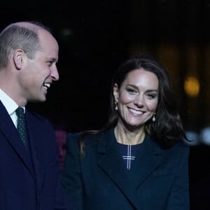 Le prince de Galles William et Kate Catherine Middleton, princesse de Galles, lors de l'illumination de l'Hôtel de Ville à l'occasion de la remise du prix "Earthshot Prize Awards" à Boston. Le 30 novembre 2022 