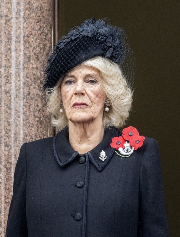 Camilla Parker Bowles, reine consort d'Angleterre, - Les membres de la famille royale d'Angleterre et les personnalités lors du "Remembrance Sunday Service" à Londres, le 13 novembre 2022. 