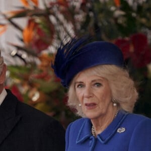 Le roi Charles III d'Angleterre et Camilla Parker Bowles, reine consort d'Angleterre - La famille royale du Royaume Uni lors de la cérémonie d'accueil du président de l'Afrique du Sud, en visite d'état à Londres, Royaume Uni, le 22 novembre 2022. 