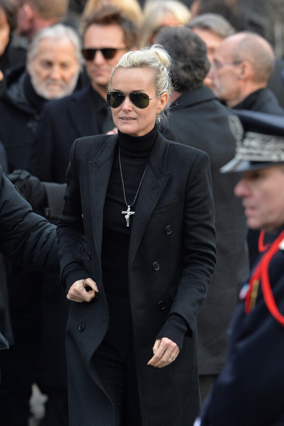 Laeticia Hallyday - Sorties de l'église de la Madeleine après les obsèques de Johnny Hallyday à Paris