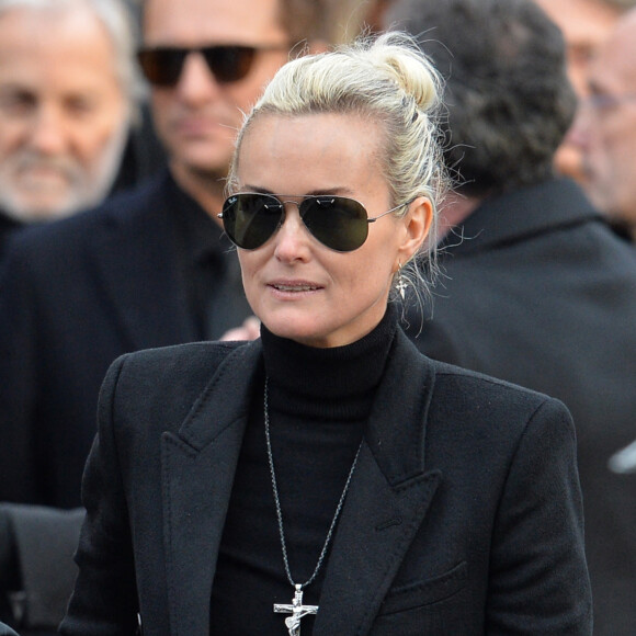 Laeticia Hallyday - Sorties de l'église de la Madeleine après les obsèques de Johnny Hallyday à Paris